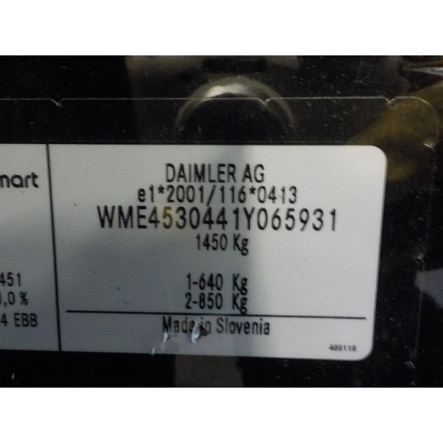 Gasdruckfedersatz hinten Smart Forfour (453) (2014 - Präsens) Hatchback 5-drs 0.9 TCE 12V (M281.910)