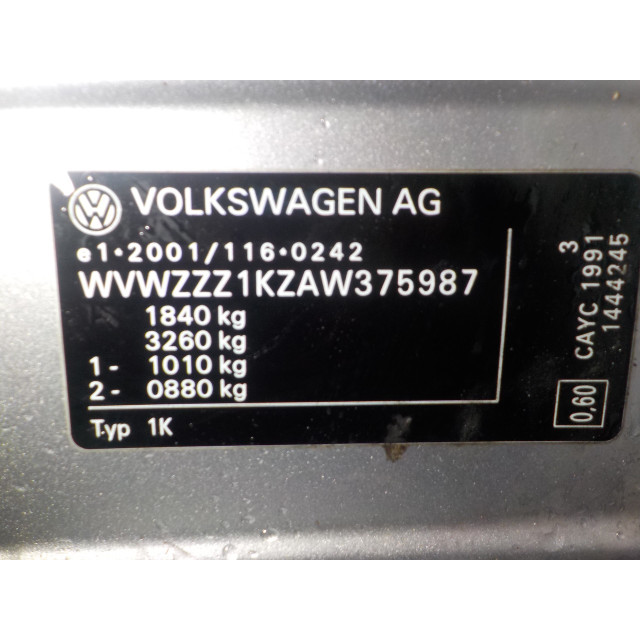 Beifahrerairbag Volkswagen Golf VI (5K1) (2009 - 2012) Hatchback 1.6 TDI 16V (CAYC)