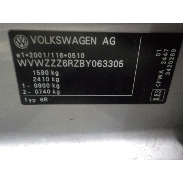 Airbag-Modul Volkswagen Polo V (6R) (2009 - 2014) Hatchback 1.2 TDI 12V BlueMotion (CFWA(Euro 5))