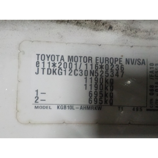 Rechte hintere Tür Toyota Aygo (B10) (2005 - 2014) Hatchback 1.0 12V VVT-i (1KR-FE)