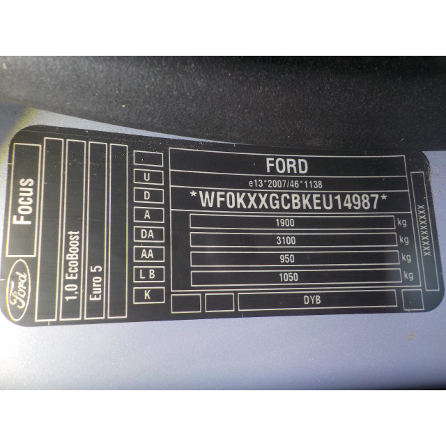Linke vordere Tür Ford Focus 3 (2012 - 2018) Hatchback 1.0 Ti-VCT EcoBoost 12V 125 (M1DA(Euro 5))
